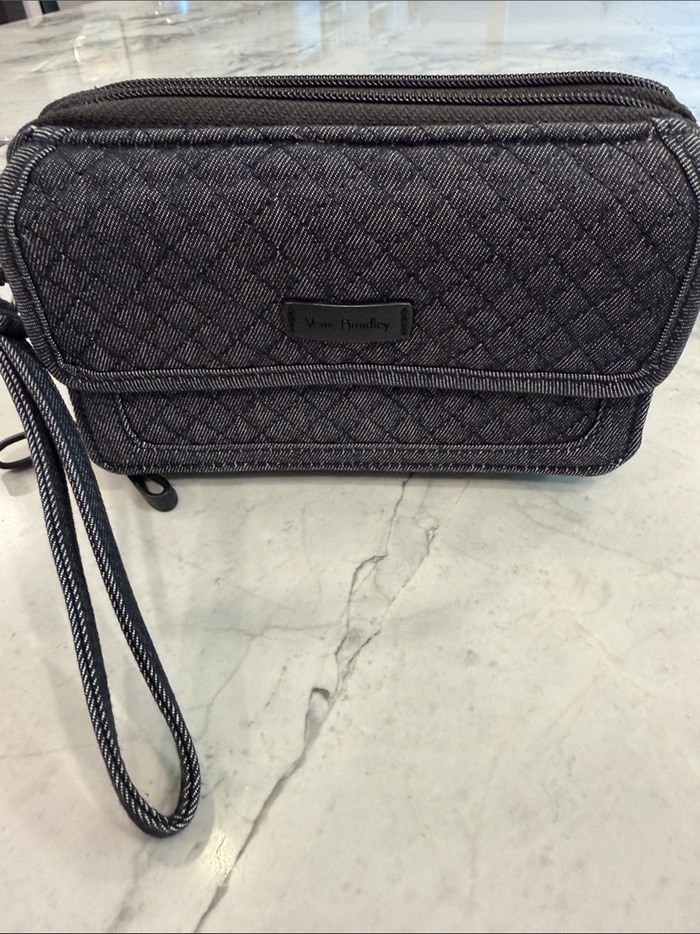 Vera Bradley Quilted Denim-Style Wristlet in Dark Blue-Gray - Picture 3 of 13